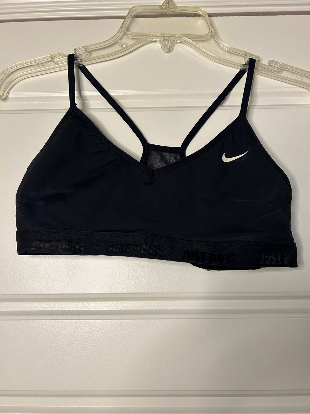 Nike Black Strappy Sports Bra with White Swoosh